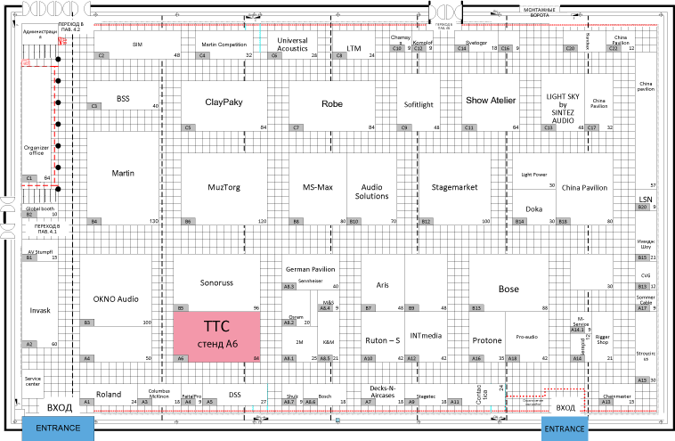 План павильона выставки Prolight + Sound NAMM Russia